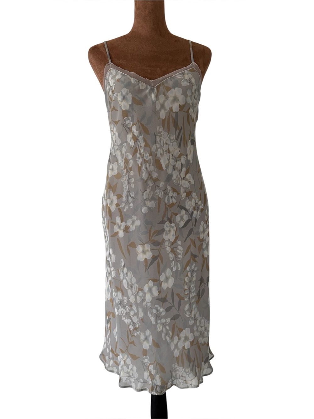 VTG 1995 Laundry by Shelli Segal Beaded Floral Slip Dress - Archival 90s - Sz 4